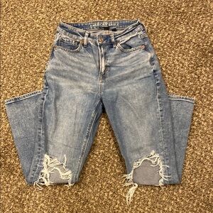 American Eagle Outfitters Strigid High-Rise Distressed Light Blue Women's Jeans